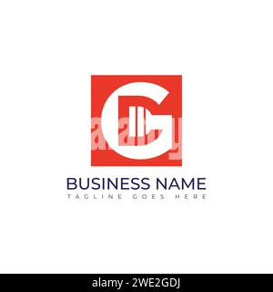 Letter cg or gc negative space modern corporate business modern unique typography logo. letter cg or gc negative space inside of square shape monogram Stock Vector