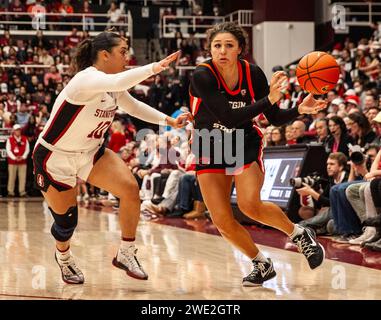 Stanford, CA, USA. 21st Jan, 2024. A. Oregon State guard Talia von Oelhoffen (22)brings the ball up court during the NCAA Women's Basketball game between Oregon State Beavers and the Stanford Cardinal. Stanford beat Oregon State 65-56, as Tara VanDerveer becomes NCAA winningest basketball coach with 1,203 wins at Maples Pavilion Stanford, CA. Thurman James /CSM/Alamy Live News Stock Photo