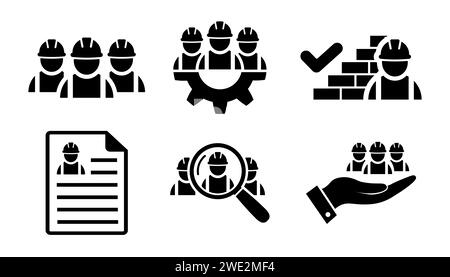Building contractor icon set. Good job sign Stock Vector