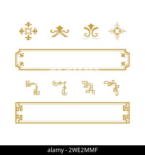 Chinese border vector corner flower classical concept Stock Vector