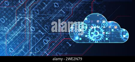 Cloud computing concept.Abstract connection technology background. Hand drawn vector. Stock Vector