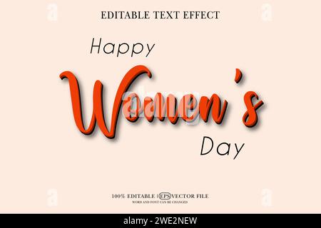 Happy Women's Day Editable 3D Style EPS Vector Text Effect Stock Vector