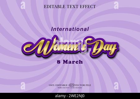 Happy Women's Day Editable 3D Style EPS Vector Text Effect Stock Vector