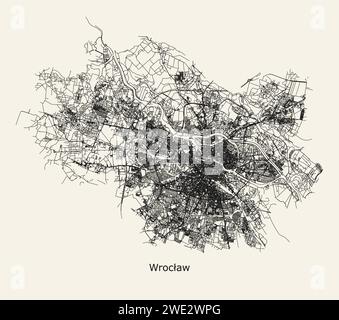 City road map of Wroclaw, Poland Stock Vector