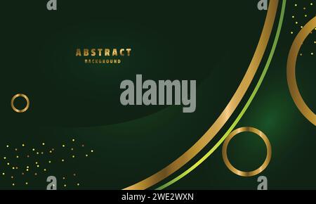 Dark green luxury premium background and gold shape design Stock Vector