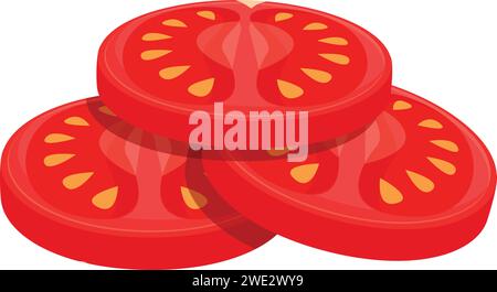 Tomatoes slices for burger icon cartoon vector. Fast food. Meal dish Stock Vector