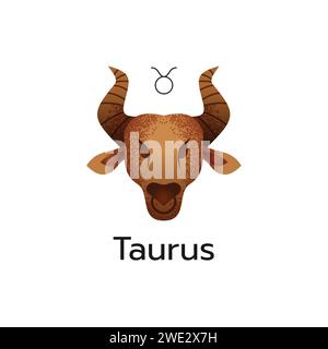 Taurus zodiac sign logo icon isolated horoscope symbol on white background vector illustration Stock Vector