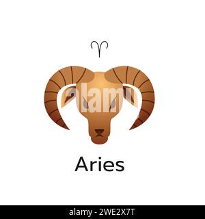 Aries zodiac sign logo icon isolated horoscope symbol vector illustration Stock Vector
