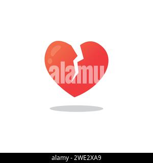 Cute broken heart cartoon kawaii character icon isolated on white background vector illustration Stock Vector