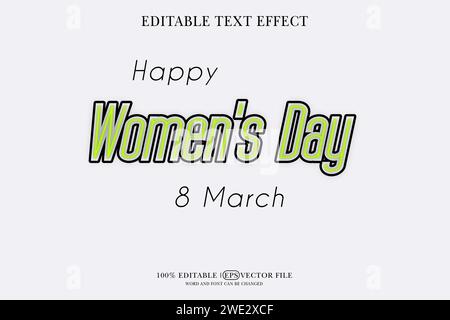 Happy Women's Day Editable 3D Style EPS Vector Text Effect Stock Vector