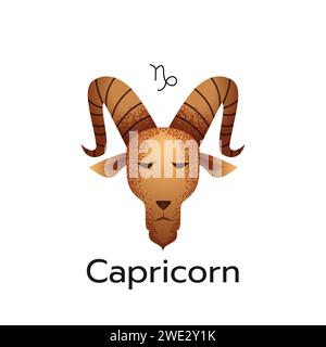 Capricorn zodiac sign logo icon isolated horoscope symbol on white background vector illustration Stock Vector