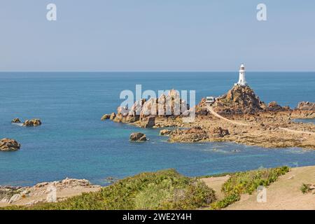 La Corbiere Lighthouse (1874), Corbiere Point, Jersey, Channel Islands Stock Photo