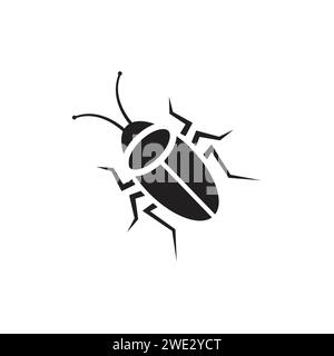 Cockroach logo icon isolated silhouette on white background vector illustration Stock Vector