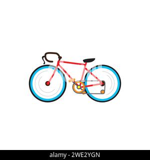 Cute funny Bicycle kawaii character icon isolated on white background vector illustration Stock Vector