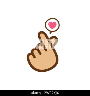 Korean heart love sign.Mini heart sign icon doodle isolated on white background vector illustration Stock Vector