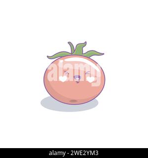 Cute funny tomato vegetable cartoon kawaii style, tomato vegetable mascots on white background vector illustration Stock Vector