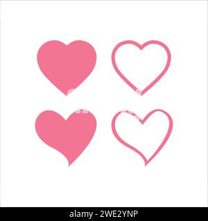 Cute heart love logo icon isolated on white background vector illustration Stock Vector