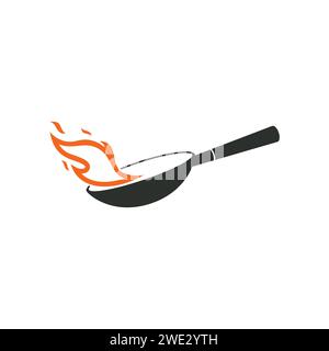 Frying pan icon. frying pan illustration isolated on a white background. logo for chef, flat style frying pan vector design for restaurant logo. Stock Vector