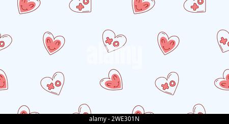 Seamless pattern for Valentine's Day with heart and love elements on a white background. Vector doodle theme set, romance for cards, banners, flyers, Stock Vector