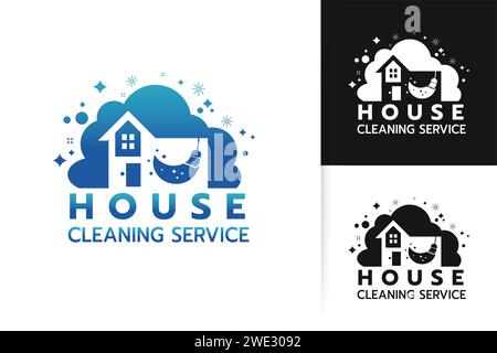 Set of House Cleaning logo designs concept,House Cleaning Service Logo creative logo template on white background vector  illustration Stock Vector
