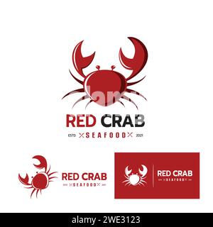 Beautiful logo icon crab, Stylized image of red crab isolated logo template, Crab silhouette emblem for the menu of restaurants, markets and shop on w Stock Vector