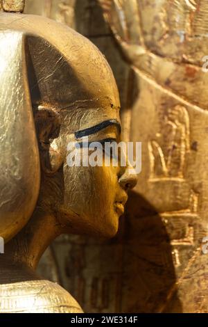 Cairo, Egypt - November 14 2023: Canopic Shrine of Tutankhamun displayed in the Egyptian Museum of Cairo near the Tahrir square. Stock Photo