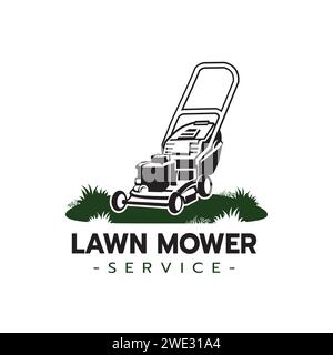 Lawn mower service logo icon isolated,Lawn mowing cutting grass,Gardener service logo icon isolated on white background vector illustration Stock Vector