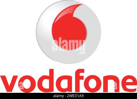 Vodafone logo Vector , Telecomm Company typography, telecommunications logo Stock Vector