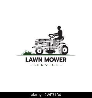 Lawn mower service logo icon isolated,Lawn mowing cutting grass,Gardener service logo icon isolated on white background vector illustration Stock Vector