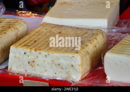 Steamed turnip cake vendor Stock Photo