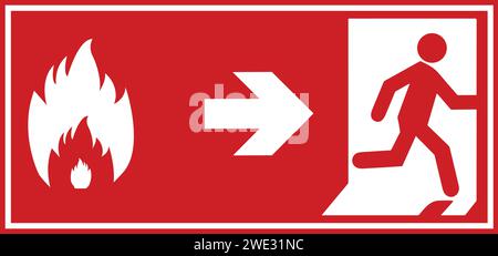 Emergency fire exit sign, Emergency sign, Emergency exit, Emergency Exit sign board, red emergency exit sign, Fire sign Stock Vector