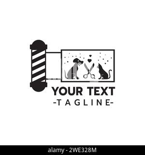 Logo of pet hair salon, styling and grooming shop, store for dogs and cat care services logo on white background Vector illustration Stock Vector