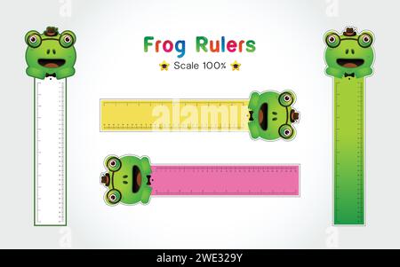 Frog of Rulers Inch and metric rulers. Scale for a ruler in inches and centimeters. Centimeters and inches measuring scale cm metrics indicator. Inch Stock Vector