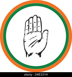 INC party, Indian National Congress party flag, Political Party sign, Congress Party symbol Stock Vector