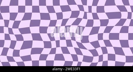 Groovy Hippie Vibes 70s Checkerboard Waves Patterns. Twisted and Distorted Vector Textures, Trendy Retro Psychedelic Style. Perfect for Y2K Aesthetic. Stock Vector