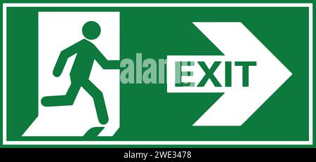 Emergency fire exit sign, Emergency sign, Emergency exit, Emergency Exit sign board, Green emergency exit sign, Fire sign Stock Vector