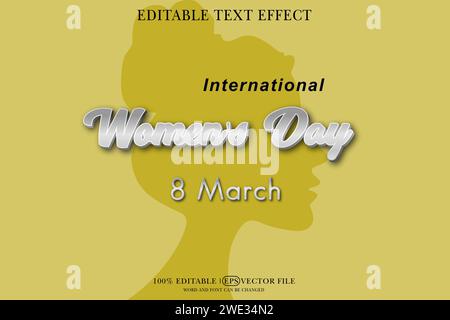 Happy Women's Day Editable 3D Style EPS Vector Text Effect Stock Vector
