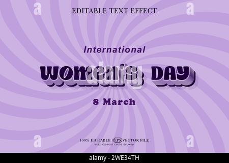 Happy Women's Day Editable 3D Style EPS Vector Text Effect Stock Vector