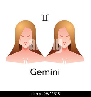 Gemini zodiac sign logo icon isolated horoscope symbol vector illustration Stock Vector