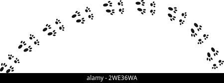 Bunny wet, mud or snow pawprints. Rabbit paw stamps. Trace of steps of running or walking hare or other wild animal isolated on white background. Easter concept. Vector graphic illustration Stock Vector