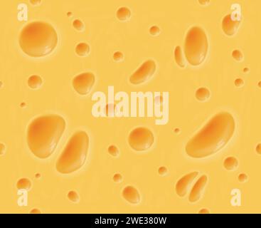 Realistic cheese texture. Cheeses hole macro background, freshness emmental or cheddar pattern wallpaper for creamery, swiss delicatessen dairy product, nowaday vector illustration of cheese macro Stock Vector
