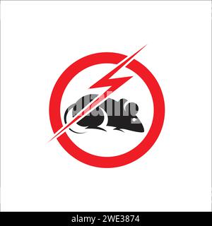Rat in red forbidding spark circle. Anti rat sign, pest control icon. Rats pest control stop sign on white background vector illustration Stock Vector