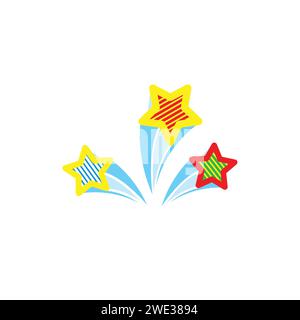 Shooting star icon. Color comet sign. Wish symbol isolated on white background vector illustration Stock Vector