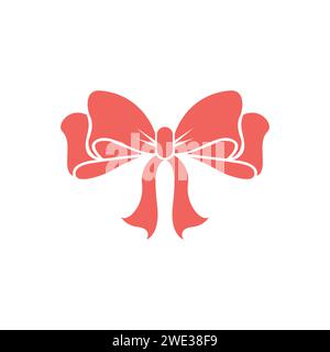 Red bow ribbons silhouettes icon isolated on white background vector illustration Stock Vector