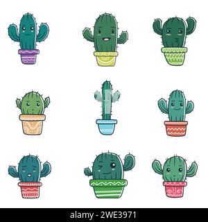 Cactus cute decoration element Set vector illustration for your company or brand Stock Vector