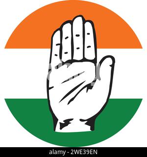 INC party, Indian National Congress party flag, Political Party sign, Congress Party symbol Stock Vector