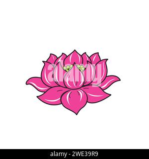 Lotus flower  cartoon doodle style icon isolated on white background vector illustration Stock Vector