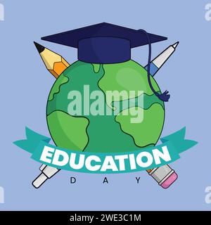 Education Day Vector School Student illustration Education Icon Stock Vector