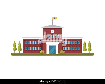 School building exterior vector illustration. Facade of school or colledge in city. Back to school concept. Stock Vector