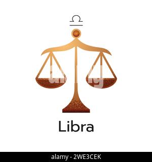 Libra zodiac sign logo icon isolated horoscope symbol on white background illustration Stock Vector